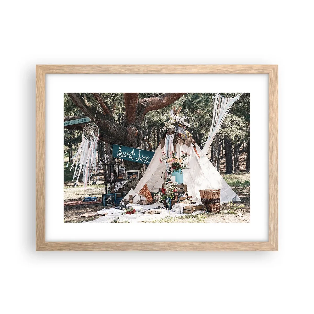 Plagát v ráme zo svetlého duba - Make love… - 40x30 cm