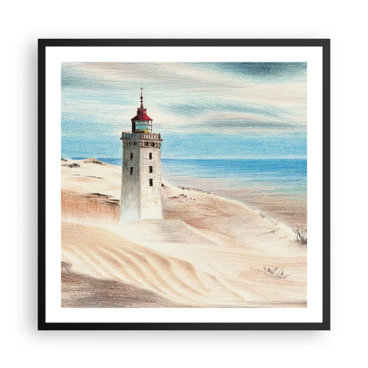 Plagát v čiernom ráme - Vždy hľadí na more - 60x60 cm