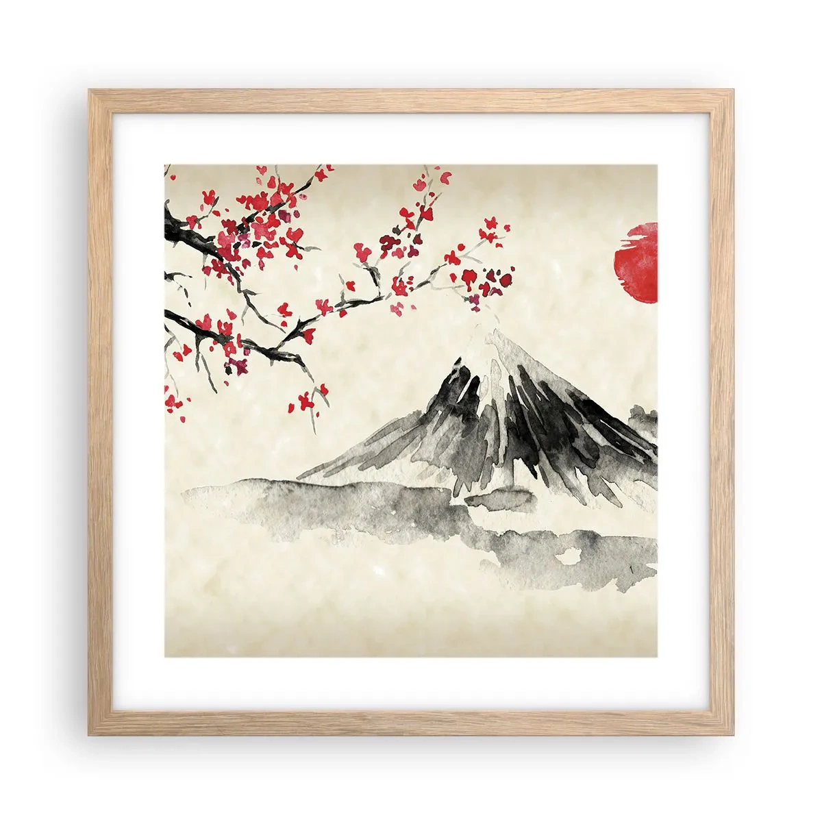 Plagát v ráme zo svetlého duba - Zamilujte sa do Japonska - 40x40 cm