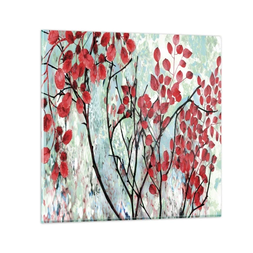 Obraz na skle - Strom v šarlátovej - 70x70 cm