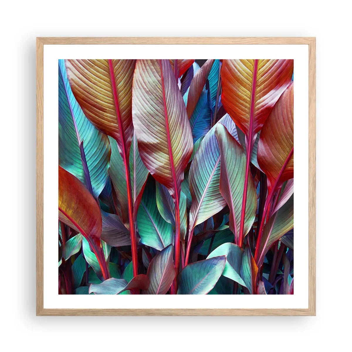 Plagát v ráme zo svetlého duba - Farebná húština - 60x60 cm
