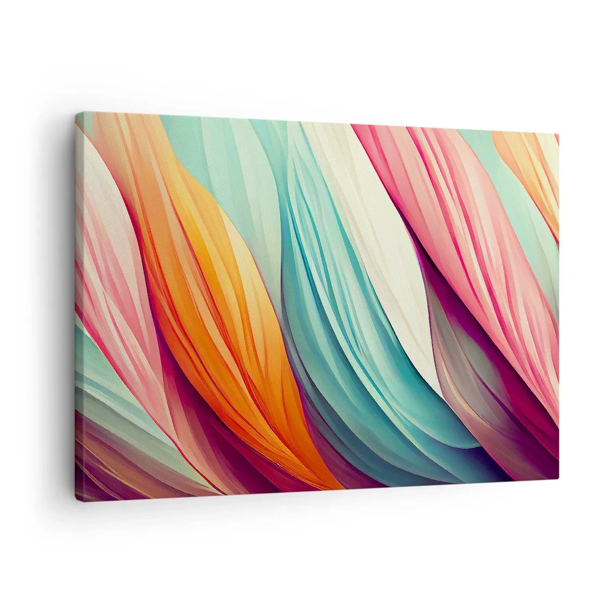 Obraz na plátne - Abstraktné línie v pastelových a žiarivých farbách - 70x50cm - Dúhový uzol - Moderná nástenná dekorácia do obývacej izby a spálne ARTTOR
