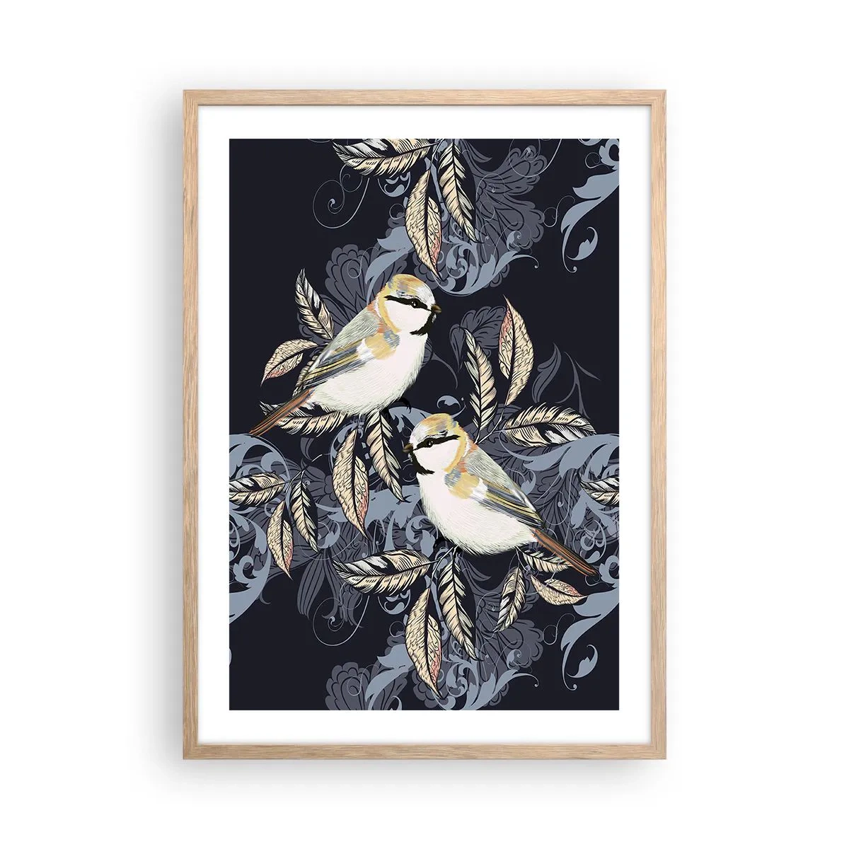 Plagát v ráme zo svetlého duba - Žltomodrá pieseň - 50x70 cm