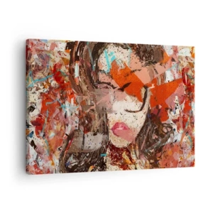 Obraz na plátne - Abstraktný portrét ženy v intenzívnych farbách - 70x50cm - Aká si skutočne nikto nevie - Moderná nástenná dekorácia do obývacej izby a spálne ARTTOR