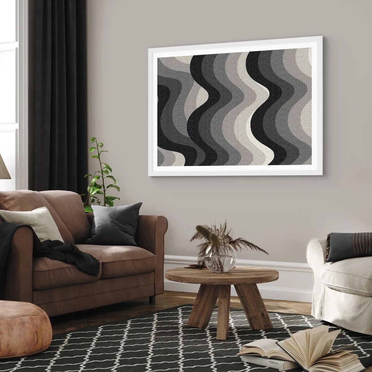 Plagát v bielom ráme - Vlna za vlnou - 100x70 cm