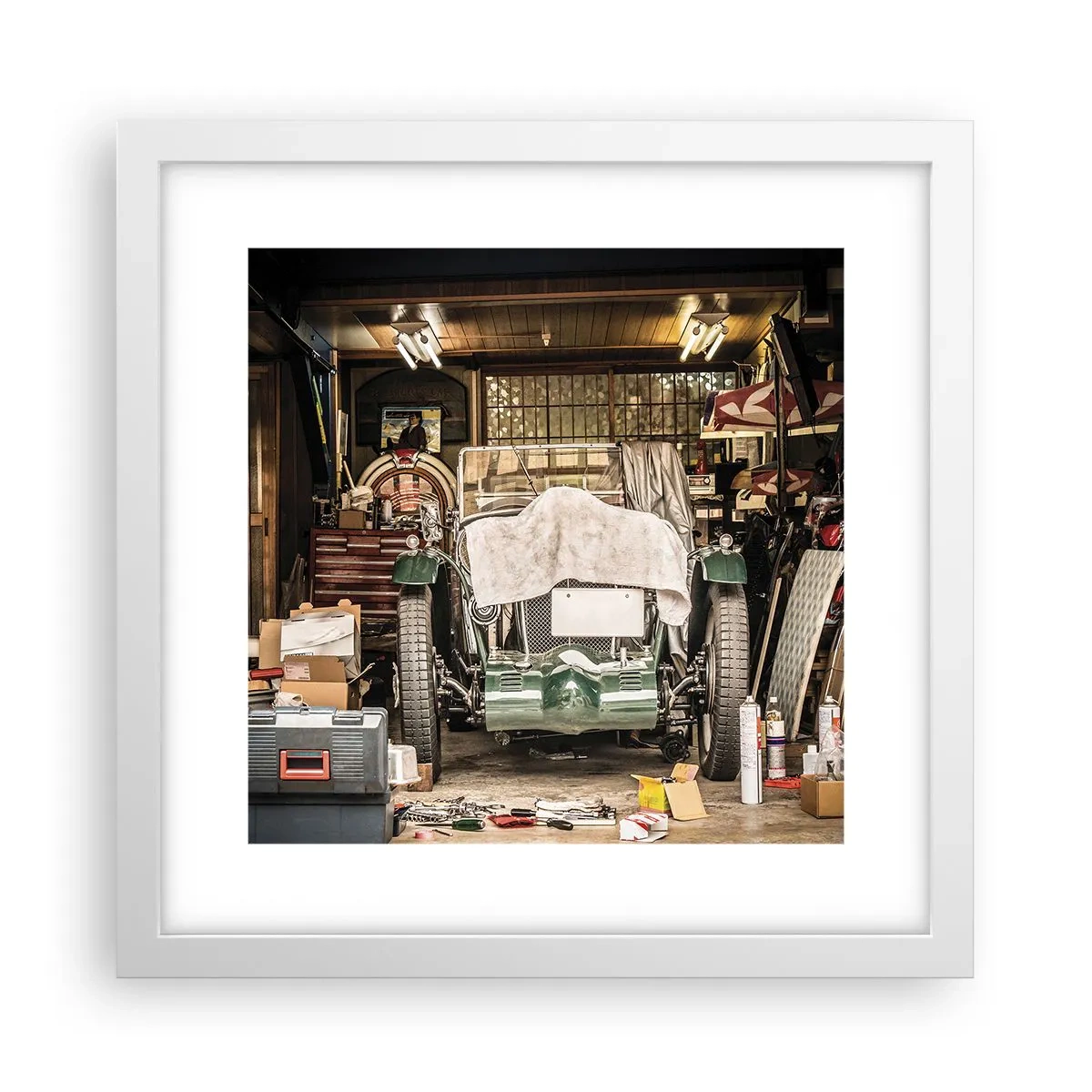 Plagát v bielom ráme - Späť do minulosti - 30x30 cm