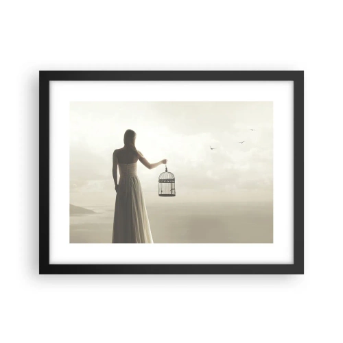 Plagát v čiernom ráme - Buď slobodná - 40x30 cm