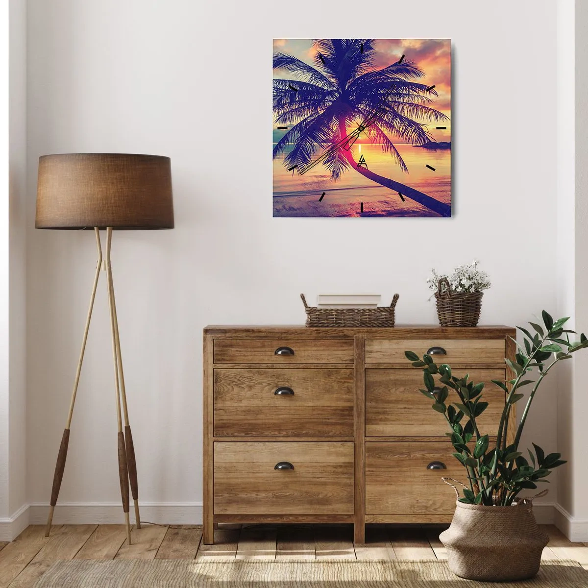 Nástenné hodiny - Večer pod palmami - 30x30 cm