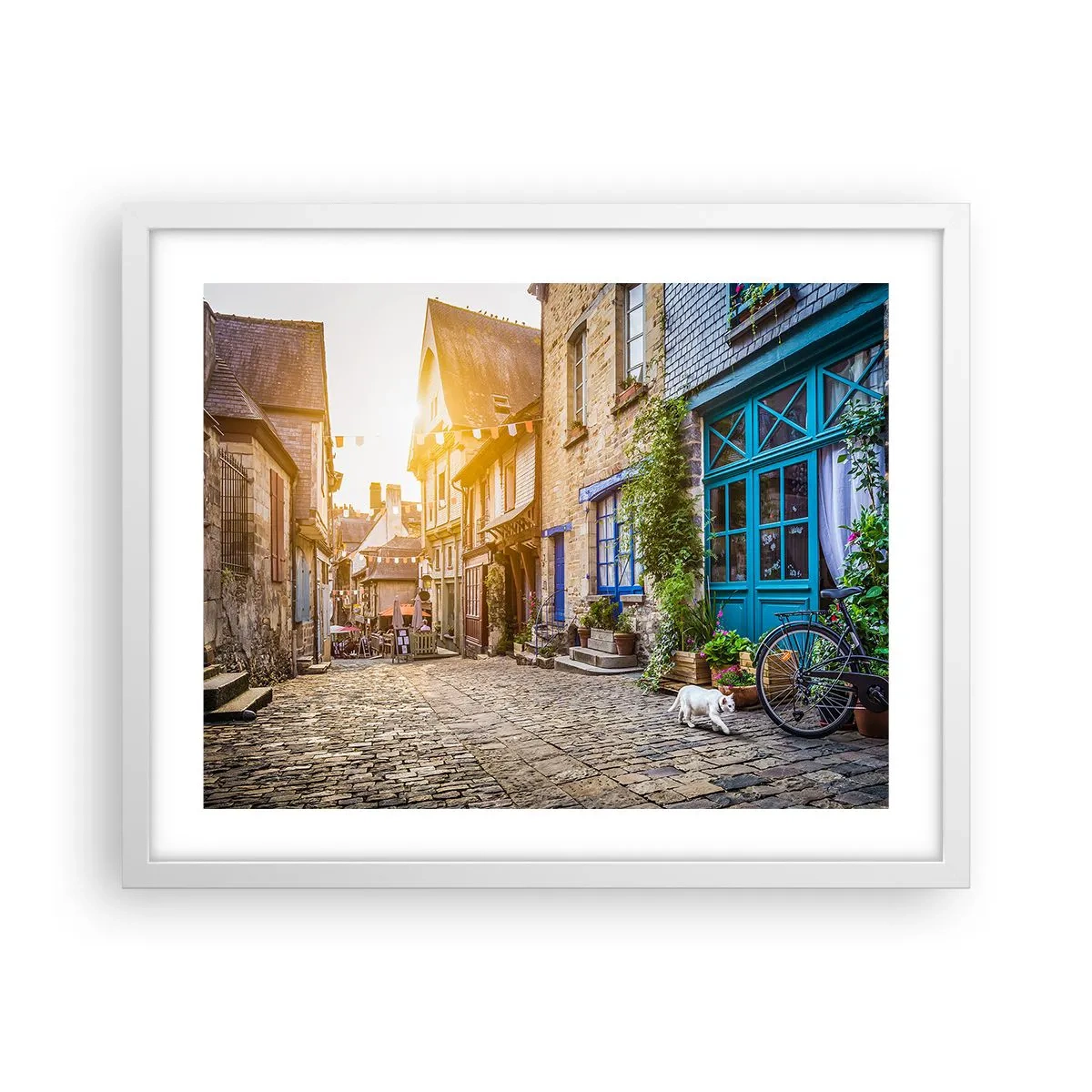 Plagát v bielom ráme - Biely duch mestečka - 50x40 cm