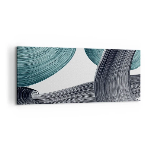 Obraz na plátne - Smaragdové a čierne vlny - 100x40 cm