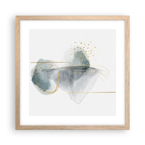 Plagát v ráme zo svetlého duba - O vzťahu medzi šedou a zlatou - 40x40 cm
