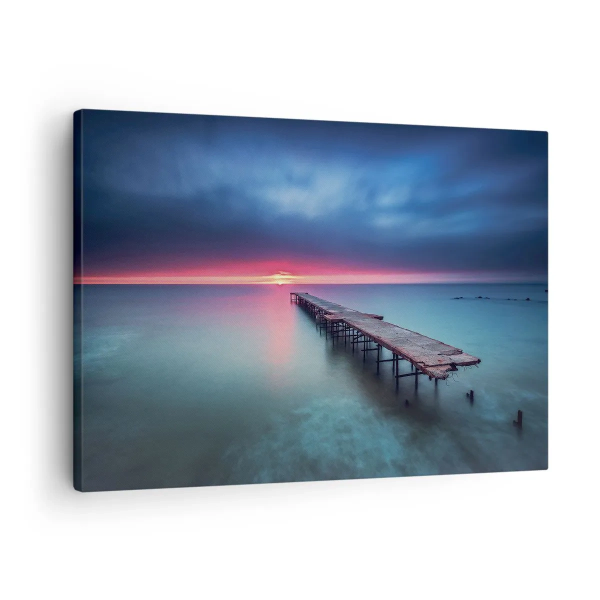 Obraz na plátne - Drevené mólo vedúce priamo k moru pri západe slnka - 70x50cm - Medzi nebom a zemou - Moderná nástenná dekorácia do obývacej izby a spálne ARTTOR