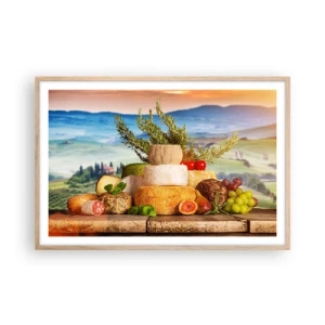 Plagát v ráme zo svetlého duba - Talianska radosť zo života - 91x61 cm