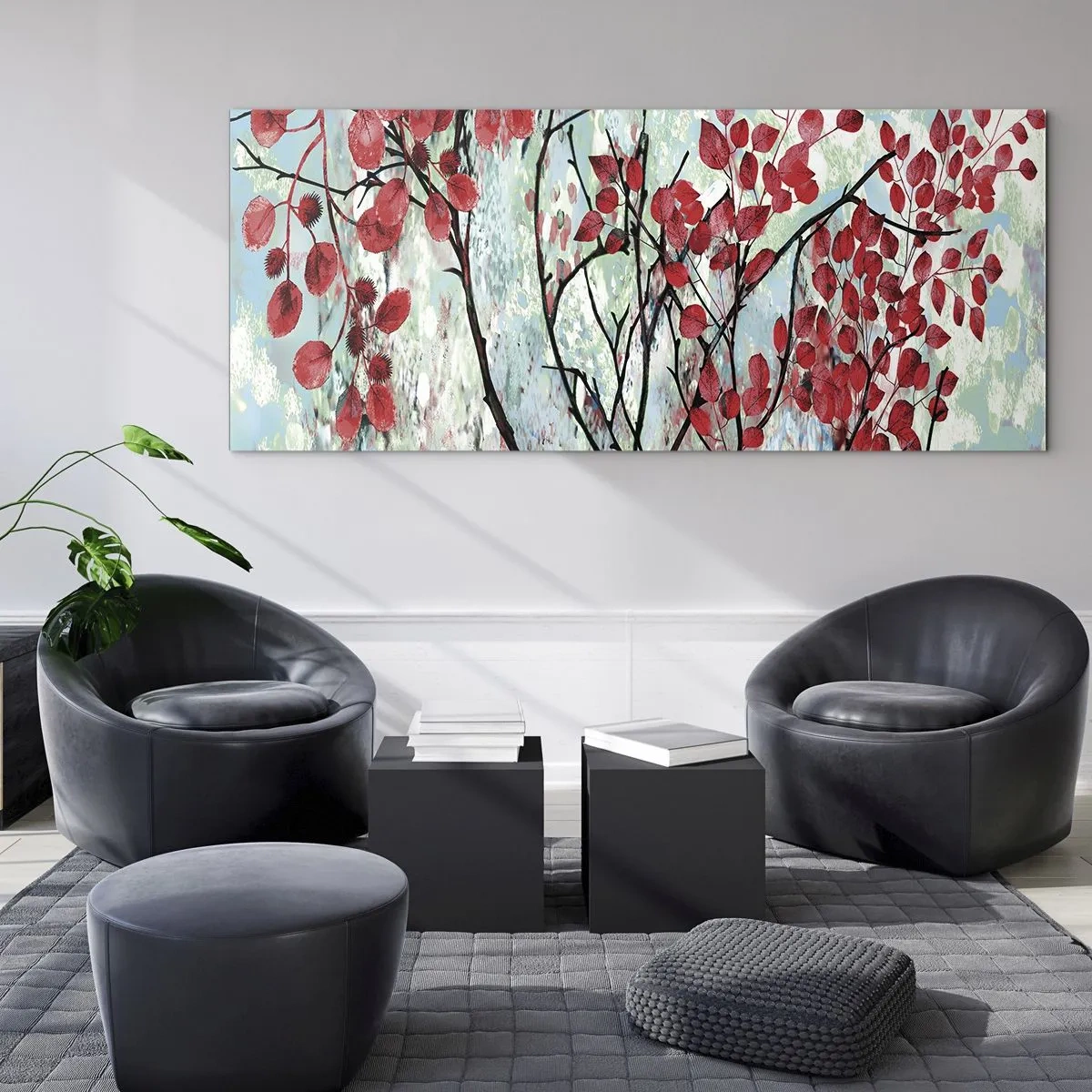 Obraz na skle - Strom v šarlátovej - 120x50 cm