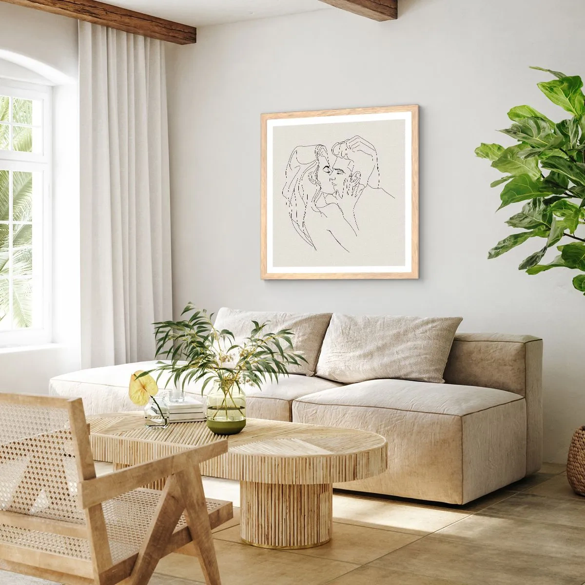 Plagát v ráme zo svetlého duba - Zamotaní citom - 40x40 cm