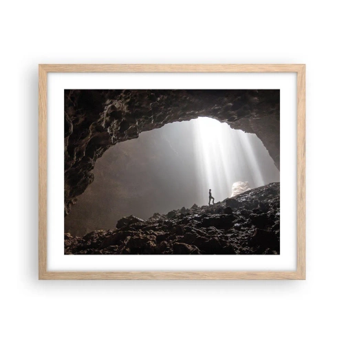 Plagát v ráme zo svetlého duba - Svetelná jaskyňa - 50x40 cm
