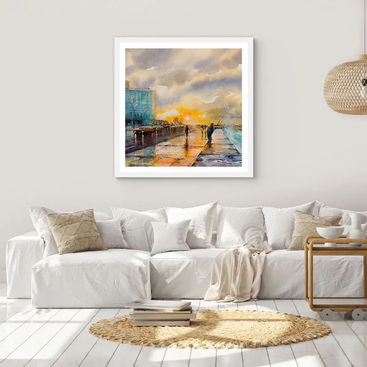 Plagát v bielom ráme - Život na pobreží - 50x50 cm