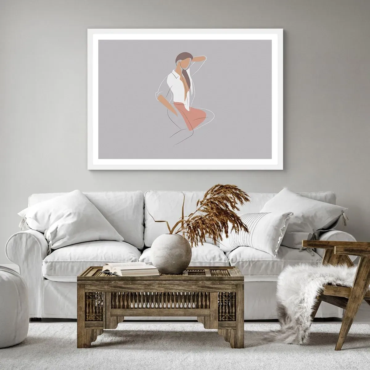 Plagát v bielom ráme - Obrys pôvabu - 91x61 cm