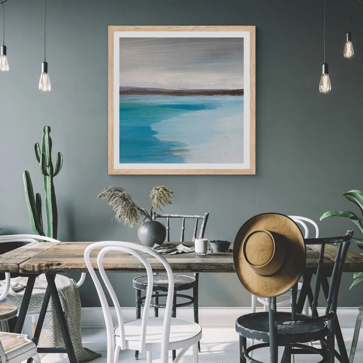 Plagát v ráme zo svetlého duba - Horizontálna krajina - 30x30 cm