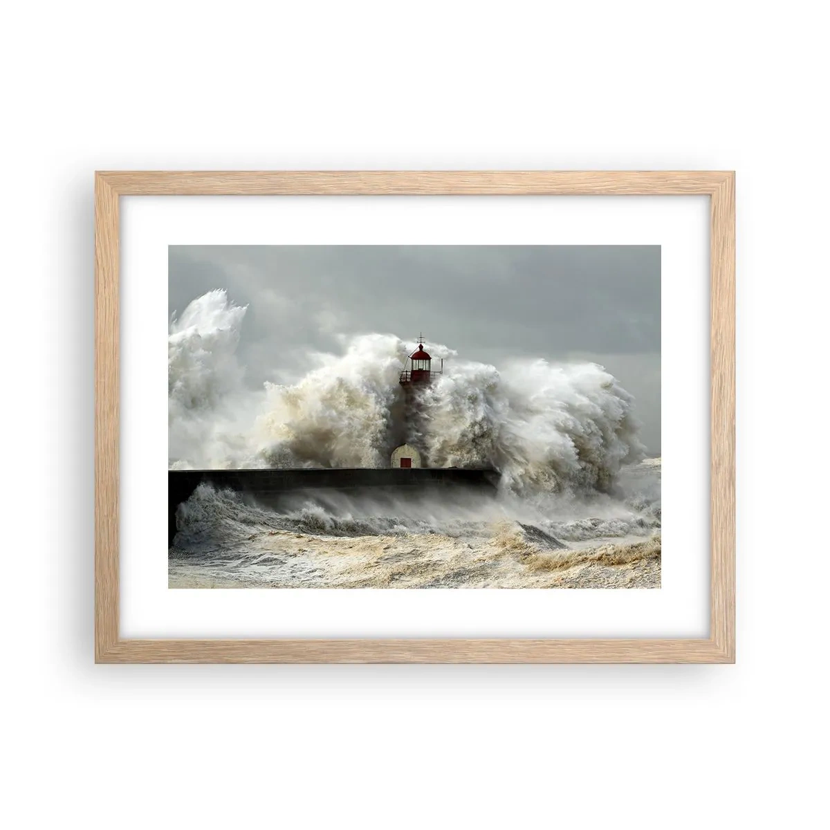 Plagát v ráme zo svetlého duba - Hnev oceánu - 40x30 cm