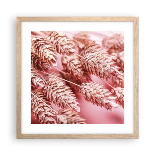 Plagát v ráme zo svetlého duba - Kvetinová kaskáda v ružovej - 40x40 cm