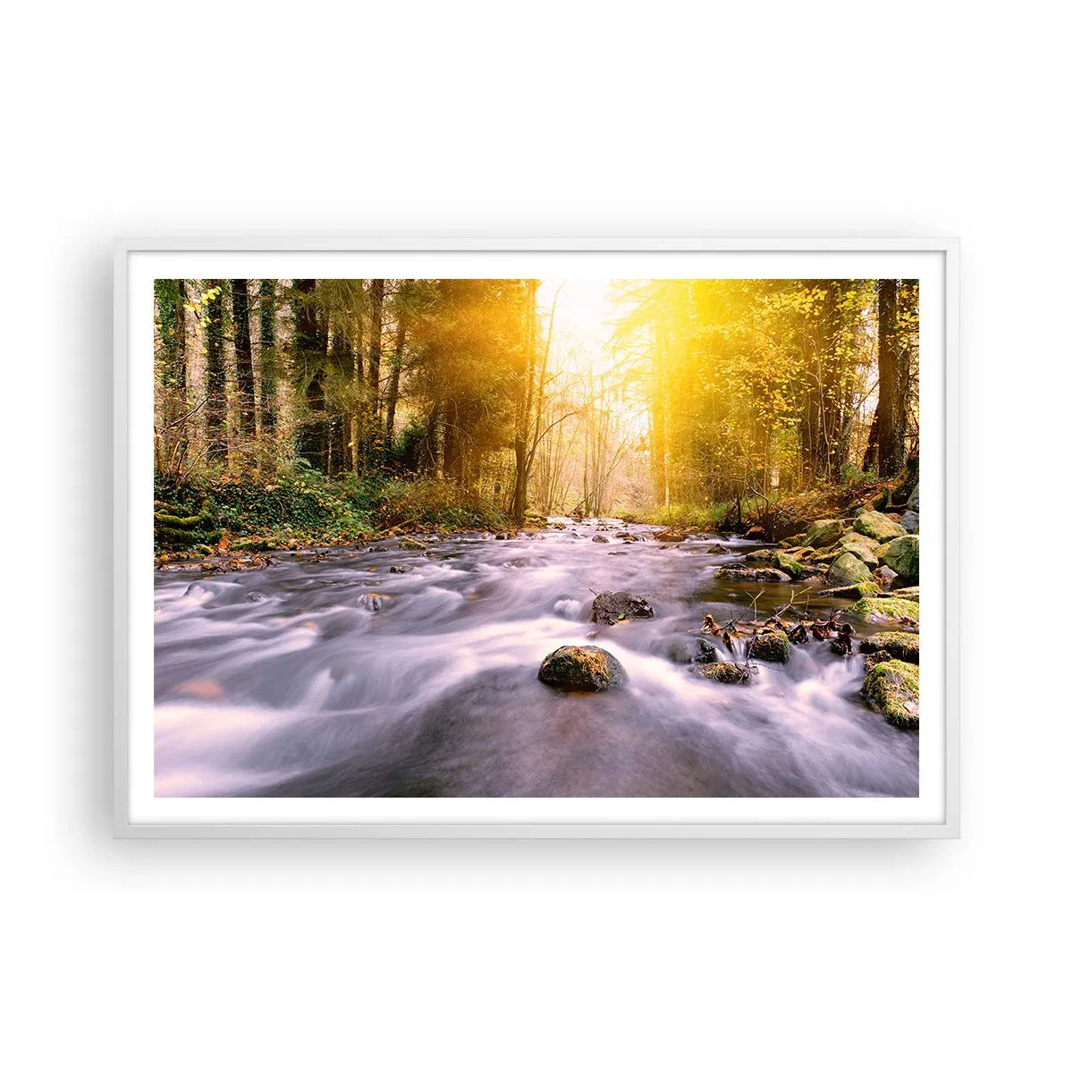 Plagát v bielom ráme - Malachit v strieborno-zlatej podobe - 100x70 cm