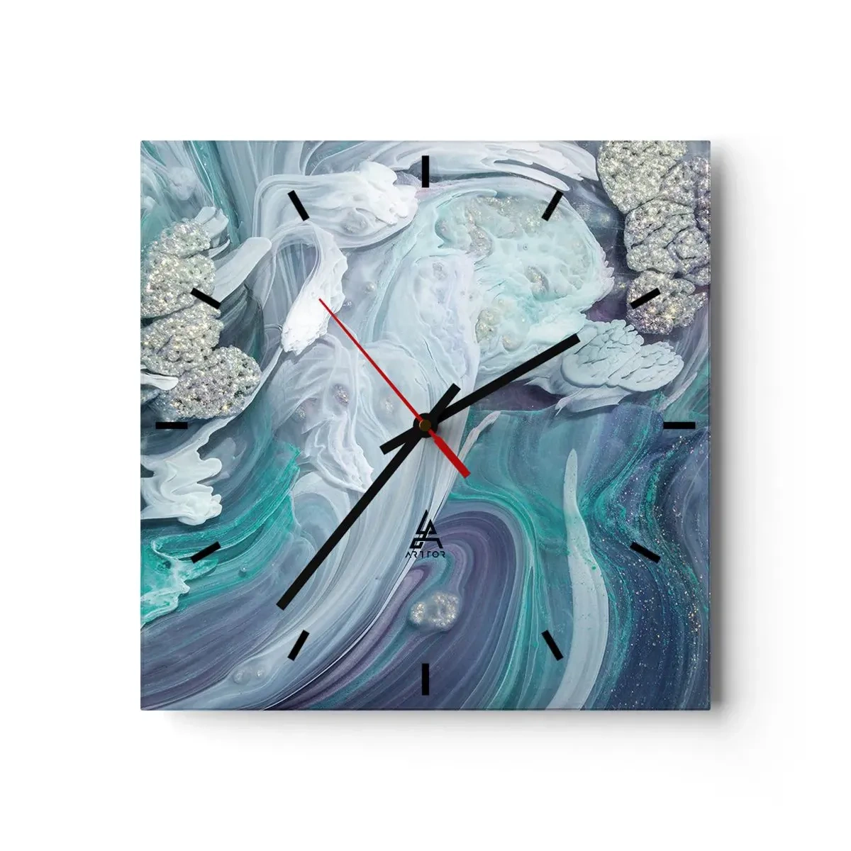 Nástenné hodiny - Prúdy modrej - 30x30 cm