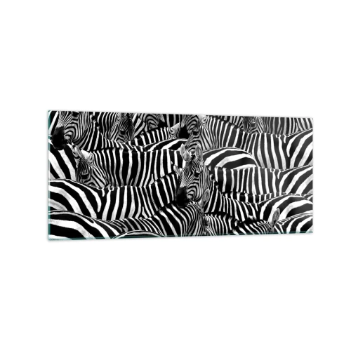 Obraz na skle - Skupinový portrét s pruhmi - 120x50 cm