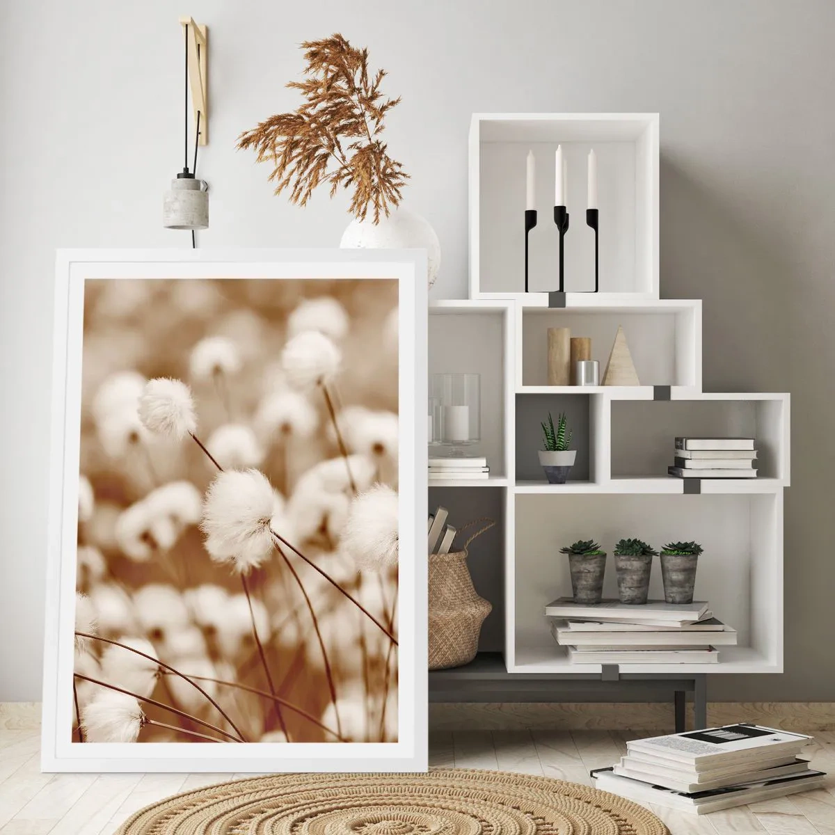Plagát v bielom ráme - Chlpatý lán - 70x100 cm