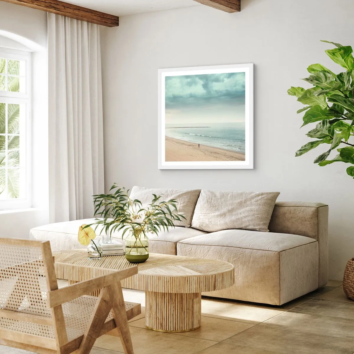 Plagát v bielom ráme - Hľadám pokoj - 40x40 cm