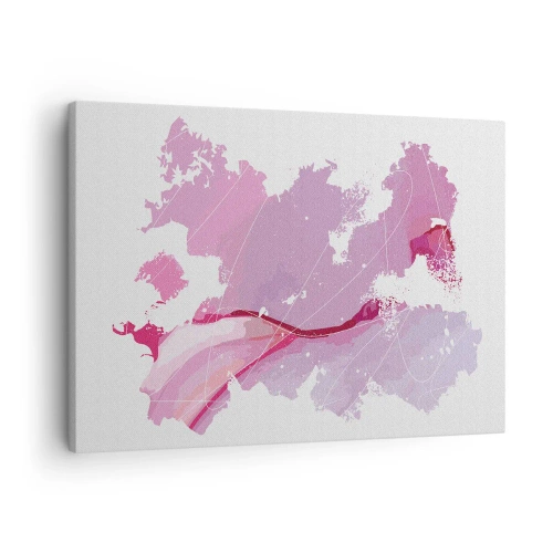 Obraz na plátne - Abstraktná mapa sveta v odtieňoch ružovej - 70x50cm - Mapa ružového sveta - Moderná nástenná dekorácia do obývacej izby a spálne ARTTOR