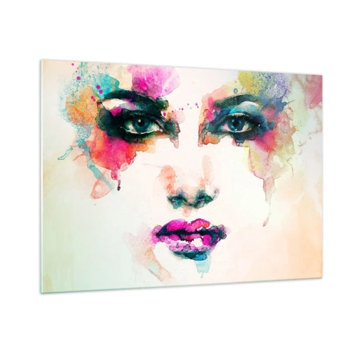 Obraz na skle - Portrét maľovaný dúhou - 100x70 cm