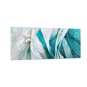 Obraz na skle - Modrá abstrakcia so zlatým motívom - 100x40 cm