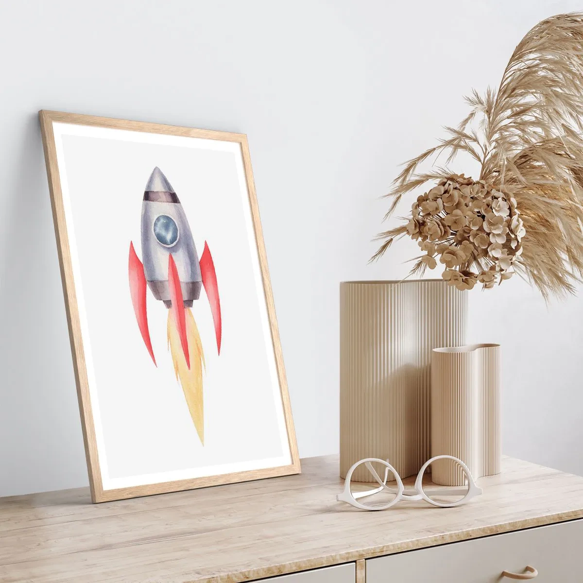 Plagát v ráme zo svetlého duba - Vyššie, rýchlejšie, ďalej - 70x100 cm