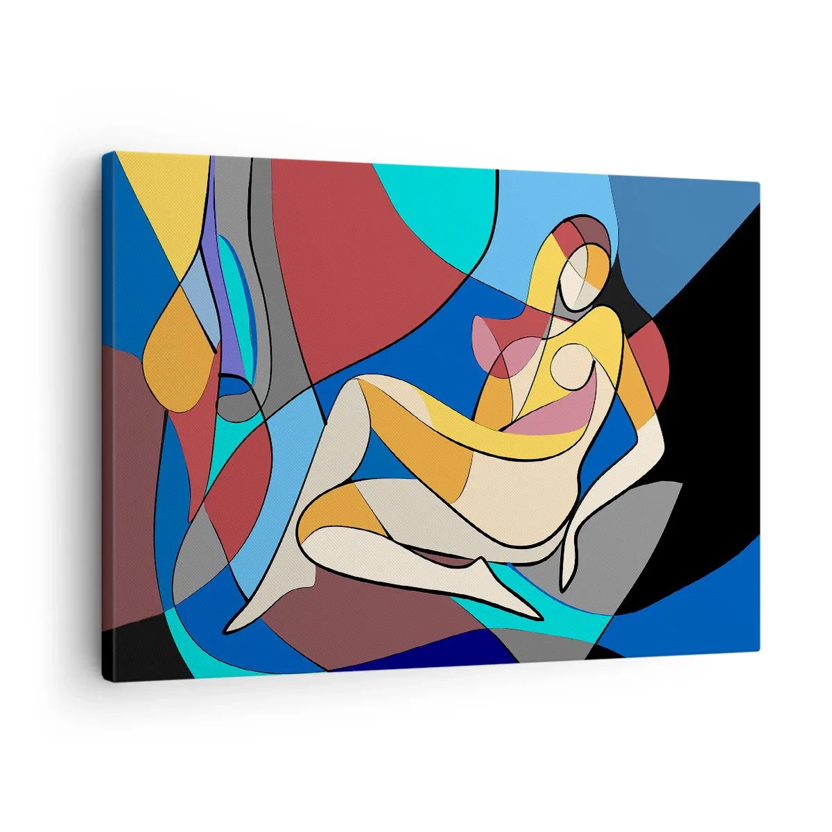 Obraz na plátne - Farebný akt v kubistickom štýle - 70x50cm - Kubistický akt - Moderná nástenná dekorácia do obývacej izby a spálne ARTTOR