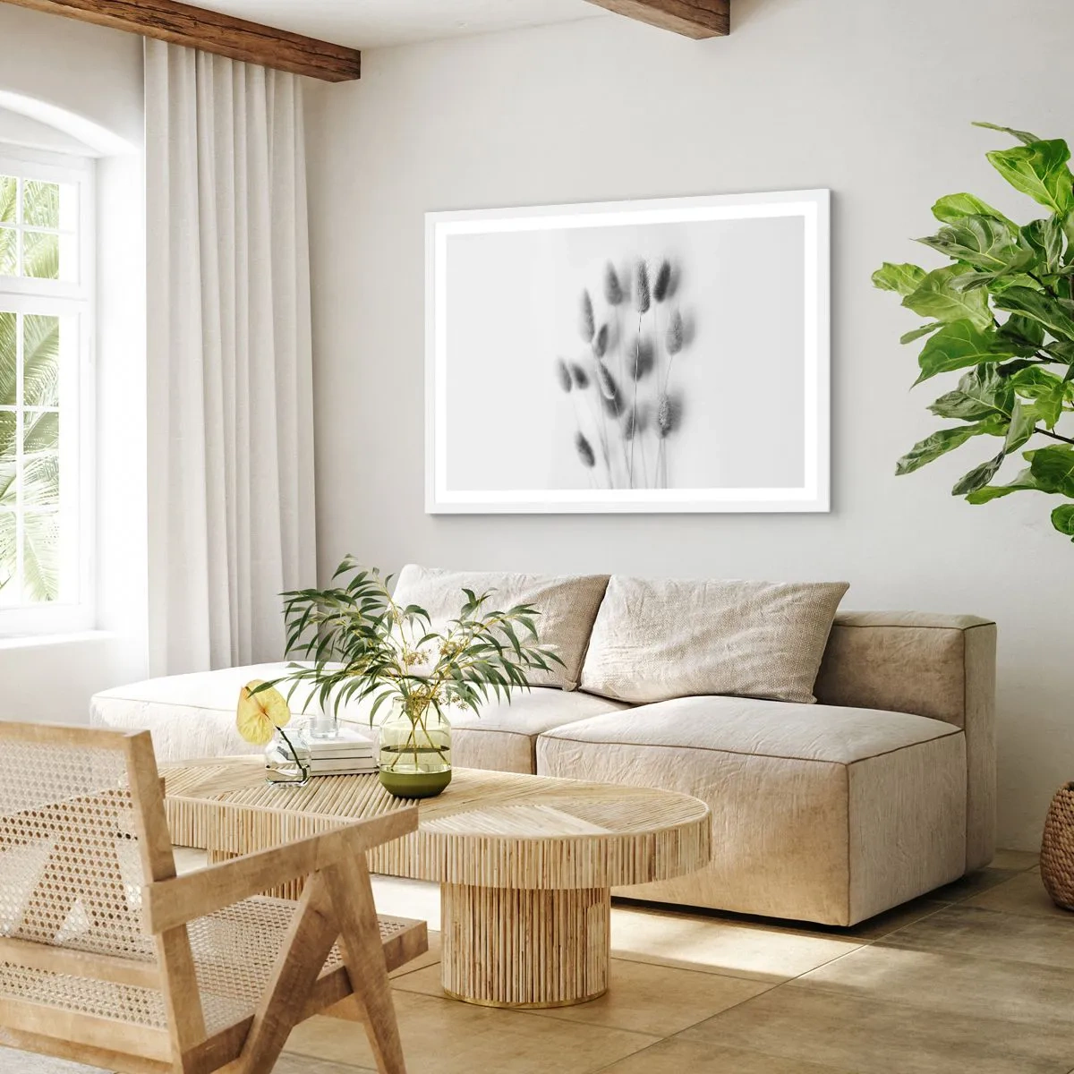 Plagát v bielom ráme - Našuchorená tráva - 100x70 cm