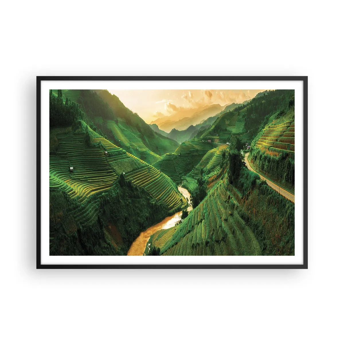 Plagát v čiernom ráme - Vietnamské údolie - 100x70 cm