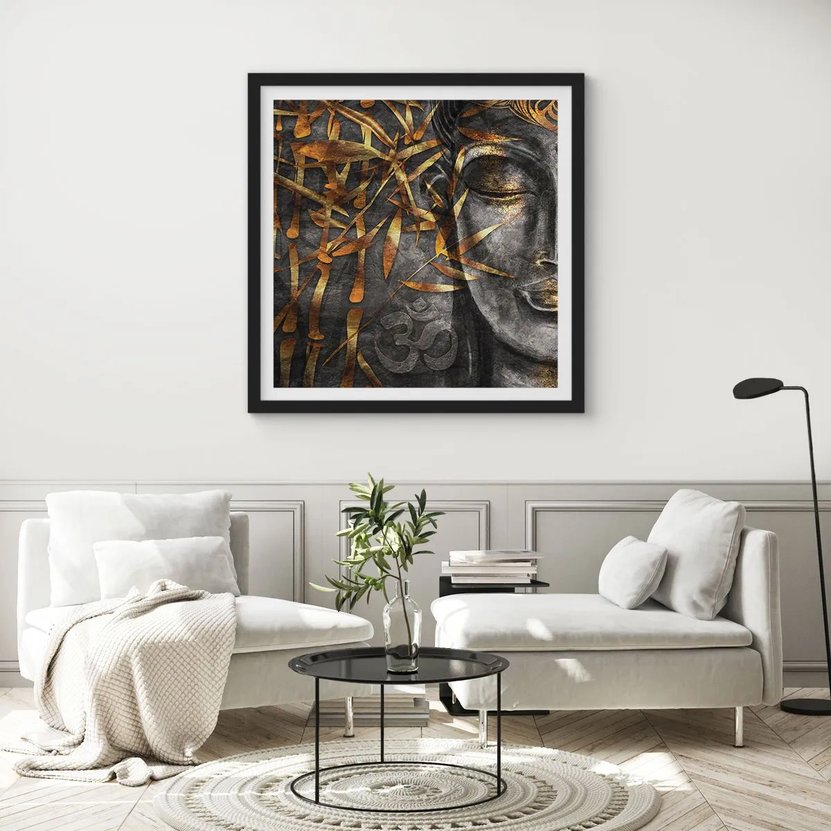 Plagát v čiernom ráme - Pocíťte pokoj - 60x60 cm