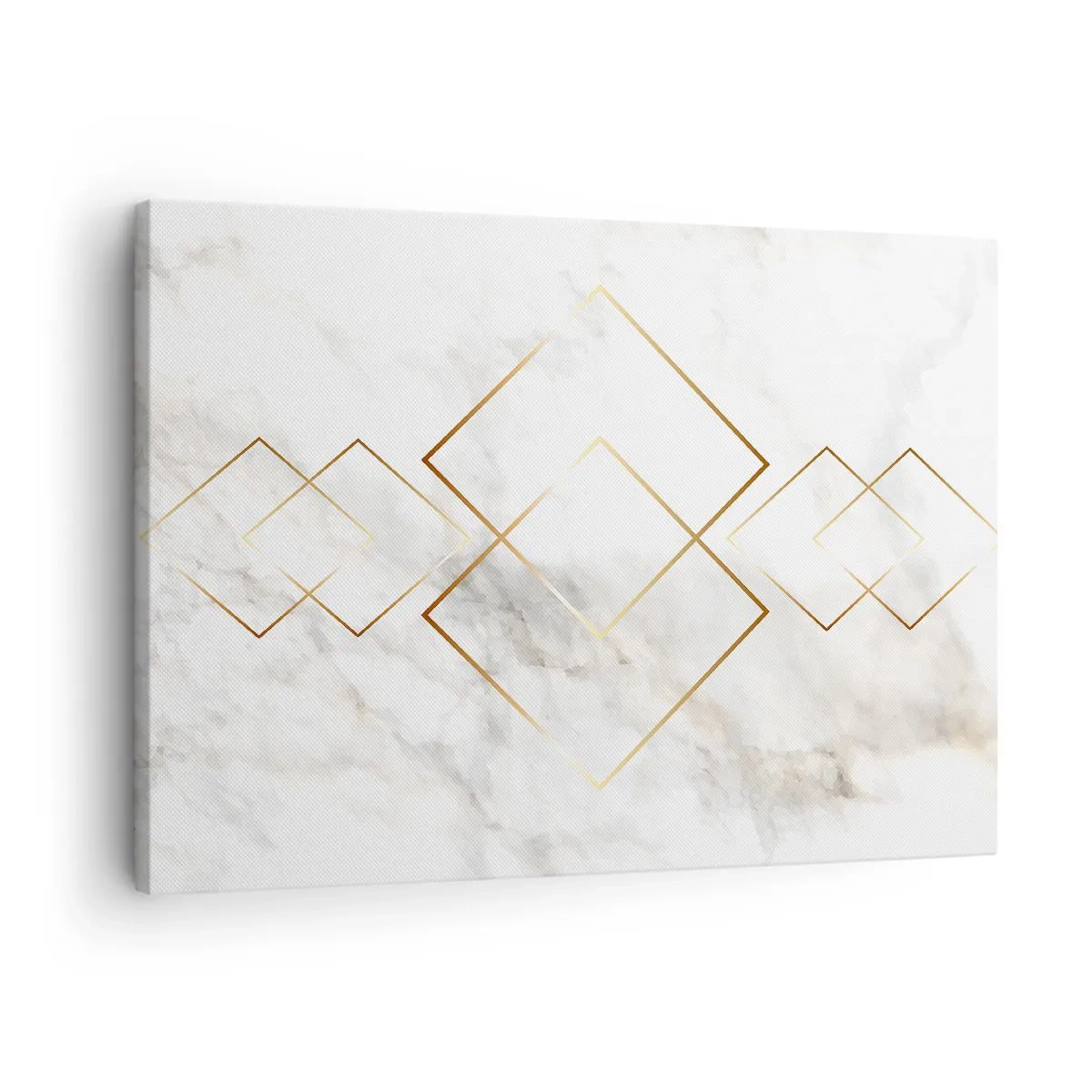 Obraz na plátne - Minimalistické zlaté kosoštvorce na mramorovom pozadí - 70x50cm - Pohľad na nekonečno - Moderná nástenná dekorácia do obývacej izby a spálne ARTTOR