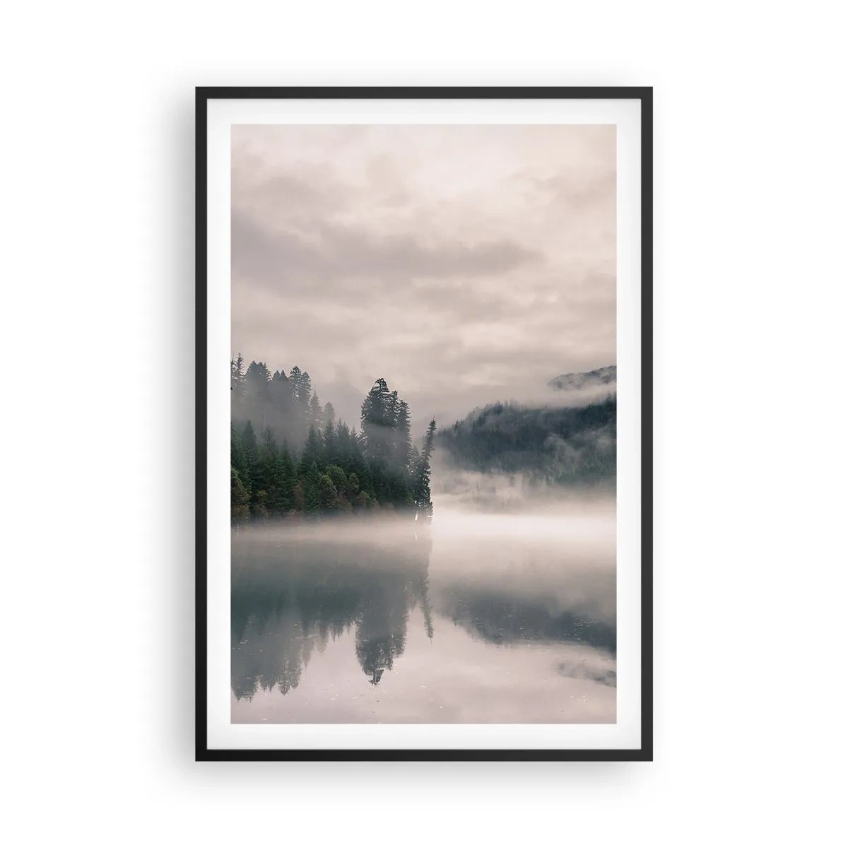 Plagát v čiernom ráme - V zamyslení, v hmle - 61x91 cm