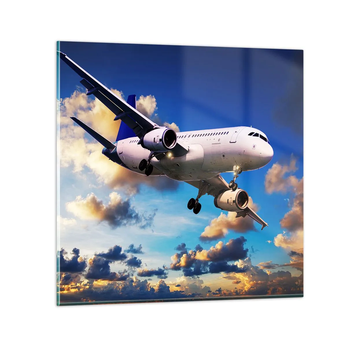 Obraz na skle - Cestovanie v bielej a blankytnej - 70x70 cm