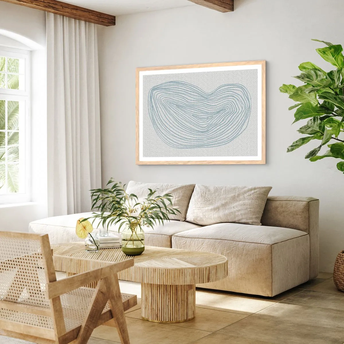 Plagát v ráme zo svetlého duba - Úsmev kvapky - 91x61 cm