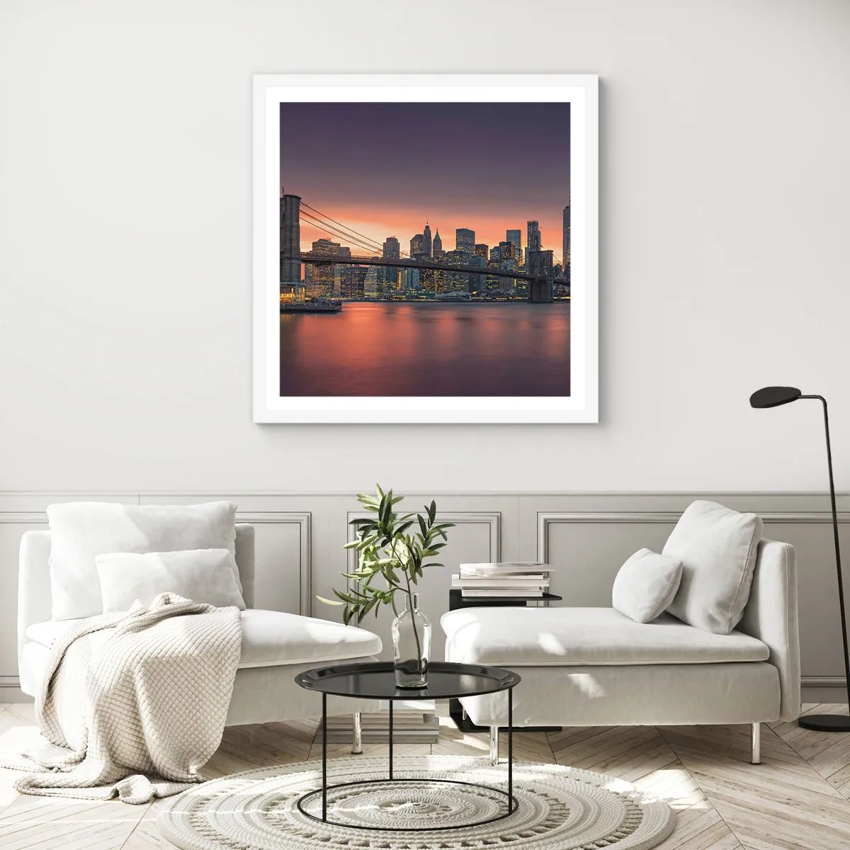 Plagát v bielom ráme - Ponorené do ľaliového ticha - 30x30 cm