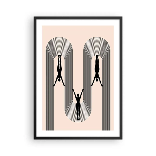 Plagát v čiernom ráme - Minimalistické siluety v geometrickej kompozícii - 50x70cm - Hore nohami - Moderná nástenná dekorácia do obývacej izby a spálne ARTTOR