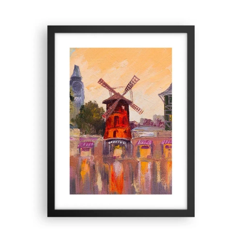 Plagát v čiernom ráme - Parížske ikony – Moulin Rouge - 30x40 cm