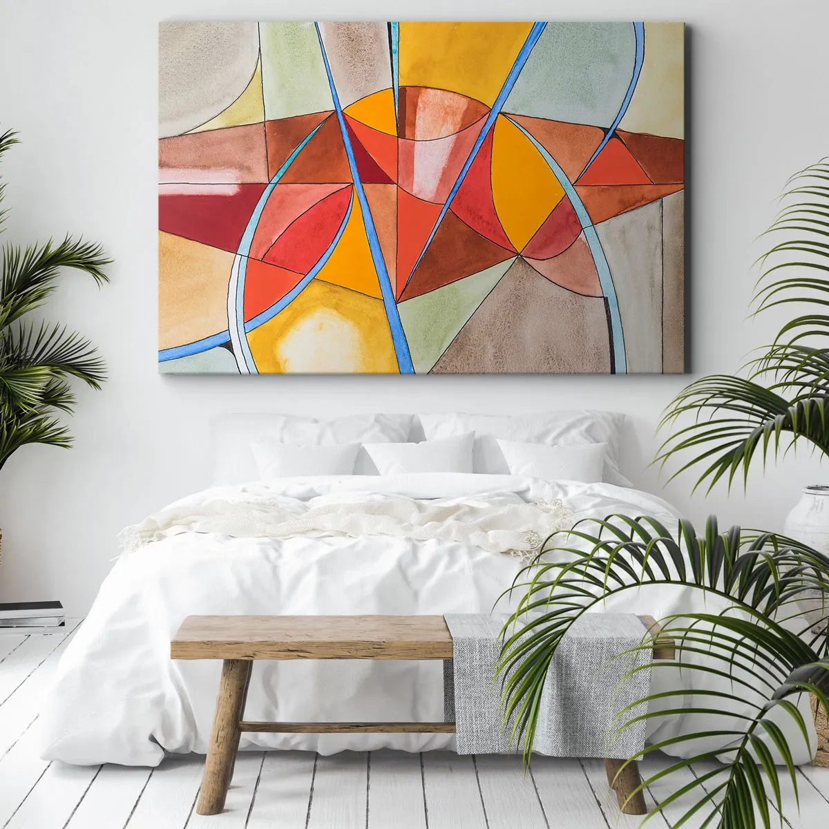 Obraz na plátne - Abstraktná kompozícia v živých geometrických farbách. - 70x50cm - Kolotoč, kolotoč snov - Moderná nástenná dekorácia do obývacej izby a spálne ARTTOR