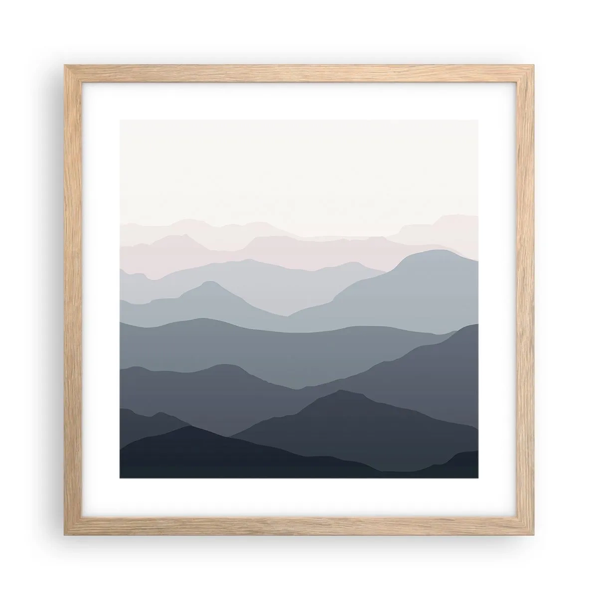 Plagát v ráme zo svetlého duba - Vlny hôr - 40x40 cm