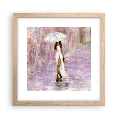 Plagát v ráme zo svetlého duba - V ľaliovom daždi - 30x30 cm