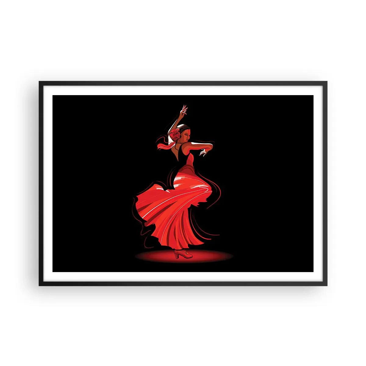 Plagát v čiernom ráme - Horúca duša flamenco - 100x70 cm