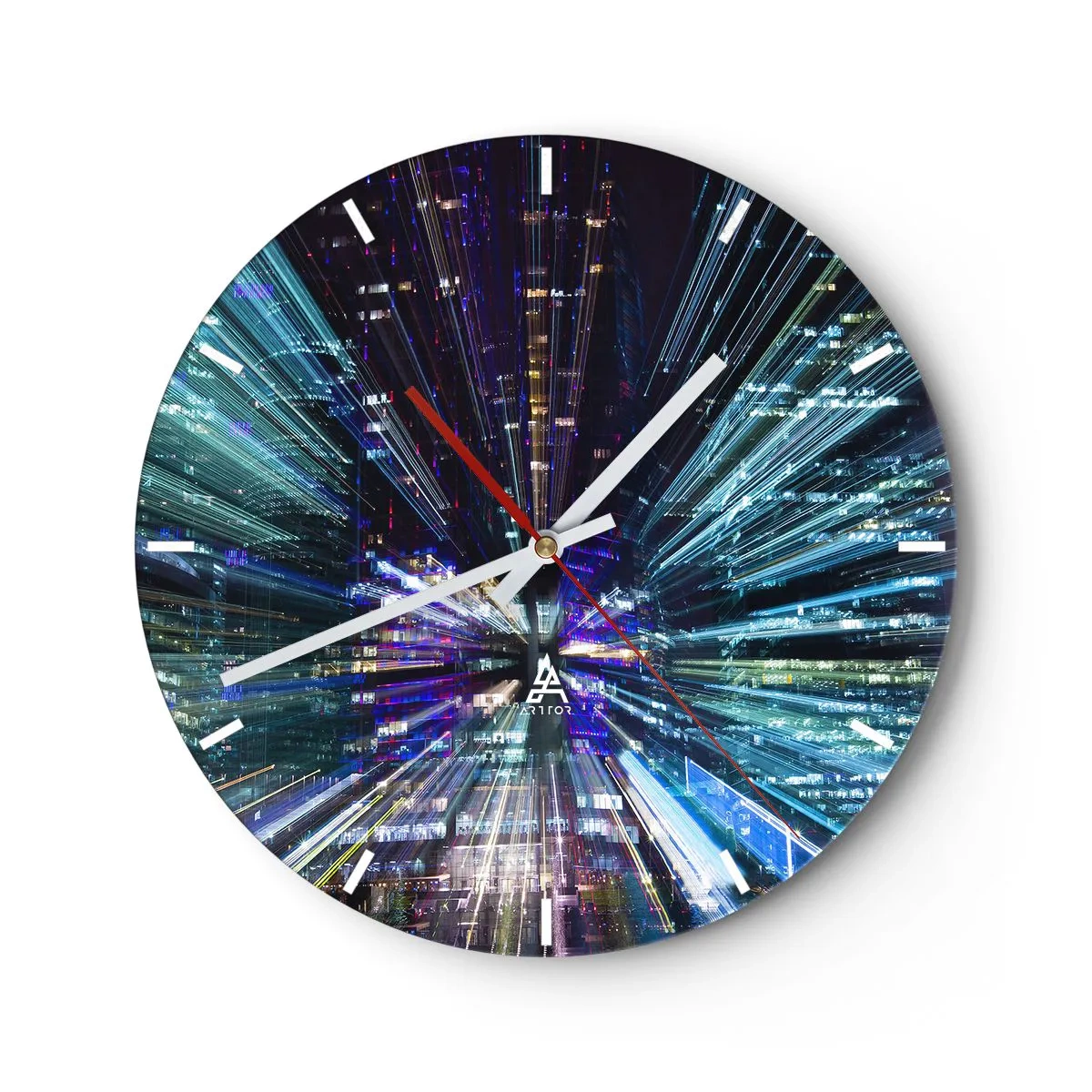 Nástenné hodiny - Dynamické mestské svetlá vytvárajúce efekt rýchlosti - 30x30cm - Prechod do hyperpriestoru - Moderná nástenná dekorácia do obývacej izby, kuchyne a spálne ARTTOR